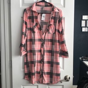 Vanity plaid tunic shirt.